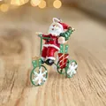 Figurina creativa di Babbo Natale su triciclo verde con albero di Natale in resina - Triciclo di Babbo Natale Rosso-Verde