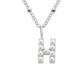 Elegant silver titanium steel necklace with pearl-inlaid letter H pendant for women - H-Steel Color