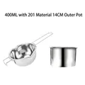 400ML stainless steel chocolate melting pot set with dual pour spouts and outer pan - 400ml Pot+14cm Outer Pot / Silver Jewelry Set