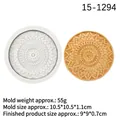 Round mandala pattern silicone mold for coasters with detailed geometric texture design - Gray
