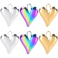 Heart-shaped stainless steel pendants in silver, rainbow, and gold metallic finishes - S453-Tri-color Set / Multicolor