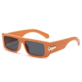 Chic rectangle sunglasses in bright orange frame with premium dark grey tinted lenses - C4 Orange Frame Grey Lens