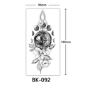 Sketch flower tattoo sticker BK-092 with moon phases and geometric compass 96x190mm - BK-092 / 96*190mm