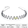 Classic black wavy steel wire headband for women with 39.5cm length and 1.6cm width - Reverse Mountain Steel Wire - Iron