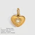 14K gold plated stainless steel heart pendant with Jonquil November birthstone - November Light Yellow / Gold