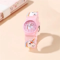Orologio rosa con unicorni per bambini cinturino in silicone flessibile e movimento al quarzo - Rosa