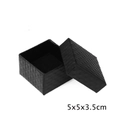 Black square jewelry box with diamond texture and velvet lining, size 5x5x3.5cm - Black Diamond Pattern Box