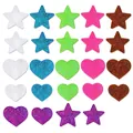 Laser sequin star and heart patches for DIY clothing decoration in various colors - Full Set 24 Laser Hearts and Stars