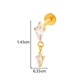 Gold F136 titanium piercing stud with two dangling diamond-shaped clear crystals - Double Rhombus Stone Charms (T2536-6# Gold)