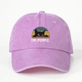 Purple washed cotton baseball cap with EW PEOPLE black cat print and adjustable strap - One Size / Pink