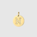 14K gold plated stainless steel letter N pendant with sparkling crystal diamonds - 14K Gold - N