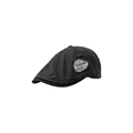 Classic black cotton newsboy cap with vintage embroidered patch for a retro look - Grey Patch