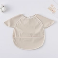 Waterproof beige baby bib smock with crumb catcher and cute wing sleeve design - [shawl] Pure Beige / One Size