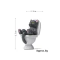 Funny black cat figurine sitting on a white toilet, creative resin miniature for desk decor - Grey Cat