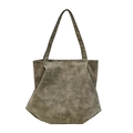 Borsa tote vintage grigio scuro a grande capacità con finitura opaca e base esagonale - Cachi