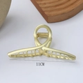Pinza de pelo de metal oro mate 11cm para pelo grueso con perlas y pedrería - Cruz Dorado