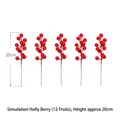 Artificial red holly berry stems with 12 berries per branch for Christmas DIY decor 20cm - Artificial Holly Berries - 20cm - 5 Stems