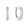 S925 sterling silver geometric hoop earrings with pave set zircon in silver finish - Style 7 / White Gold