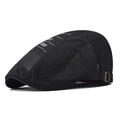 Black mesh breathable ivy cap for men and women with adjustable buckle and sports embroidery - Adjustable / Black