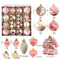 Detail of 40-piece Christmas ornament set with champagne gold and rose gold baubles - MJXK-06 Rose Gold And Champagne Gold House