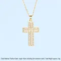 Titanium steel cross necklace in gold finish with white zircon inlay pendant - Cross No.46 Gold (A1322)