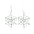 Sparkling silver snowflake drop earrings with iridescent rhinestones and fish hook design - Silver Snowflake 1