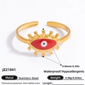 Gold plated stainless steel evil eye open ring with waterproof and hypoallergenic design - Evil Eye Style (JZ21041)