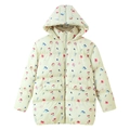 Detail of hooded padded jacket with colorful fruit print and durable resin zipper - S / Light Yellow Floral