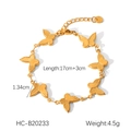 Details des 18K Gold Schmetterling-Armbands mit 17+3cm Länge und 4,5g Gewicht - Hohler Schmetterling Link Stil (HC-B20233)