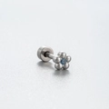 Silver flower cartilage stud earring with blue zircon stone and titanium screw back - Blue Flower Style (A116-1#) / Single Piece