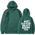 Felpa oversize verde scuro con stampa di lettere bianche e faccina sulla schiena - Taglia S / Verde Scuro