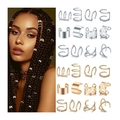 Minimalist metal U-shaped hair rings and cuffs in gold and silver for braided hairstyles - Multicolor