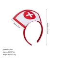 Halloween nurse headband costume prop with white hat and red cross medical icon - Red Cross Round Nurse Hat White Base