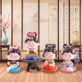 Set of four colorful resin figurines of cute ancient Chinese ladies for desk decor - Elegant Nodding Set of 4