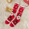 Calcetines de Navidad gruesos en forro polar coral rojo con copos de nieve - Talla única / Rojo Copo de Nieve Papá Noel Largo