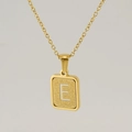 Gold-plated stainless steel necklace featuring a matte textured letter E pendant - Letter E