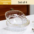 Lot de 4 assiettes à apéritif transparentes à texture diamant et bordure dorée - Blanc Transparent (4 PC)
