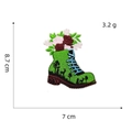 Detail showing 8.7x7cm embroidered hiking boot patch with forest deer and floral design - Outdoor Camping Patch 6# (Hiking Boot)