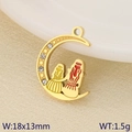 Gold moon and girl pendant with colorful enamel and sparkling crystal accents - Moon Girl Enamel (KLJ9569-ZLA)