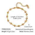 Waterproof gold plated heart link chain bracelet in stainless steel with adjustable tail - Gold Heart Connection Style (YYB023101)