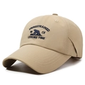 Quick-dry khaki baseball cap featuring navy blue bear and letter embroidery - Adjustable / Deep Beige