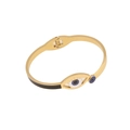 Golden stainless steel evil eye bangle with blue enamel detail and spring closure - Single Eye Enamel Style (1#)