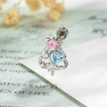 Kraakbeen piercing van chirurgisch staal met roze ster, blauw hart en schroefsluiting - Blauw Hart Kerstboom (Enkel)