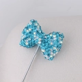Blue rhinestone bow pendant accessory for DIY jewelry and keychain making projects - Lake Blue AB