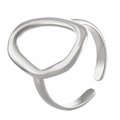 Bague réglable en argent au design minimaliste avec une forme ovale évidée irrégulière - Style Géométrique Ovale Irrégulier (8046) / Acier