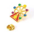 Colorful ferris wheel enamel pin in gold-plated metal with rainbow drip oil cabins - Ferris Wheel