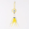 Handmade yellow dream catcher car hanging with evil eye beads and soft yellow feathers - 9528Y Yellow Without Keychain