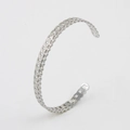 Silver open bangle with hollow chain texture design in polished stainless steel - Silver CK524-SR (Double Layer Hollow)