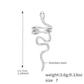 Adjustable snake-shaped stainless steel wrap ring in polished silver finish - US 7 / Steel Color Snake Texture Style