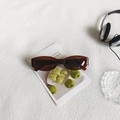 Retro oval cat-eye sunglasses in deep brown finish with wide temples for street style - Transparent Tea / Tea Lens